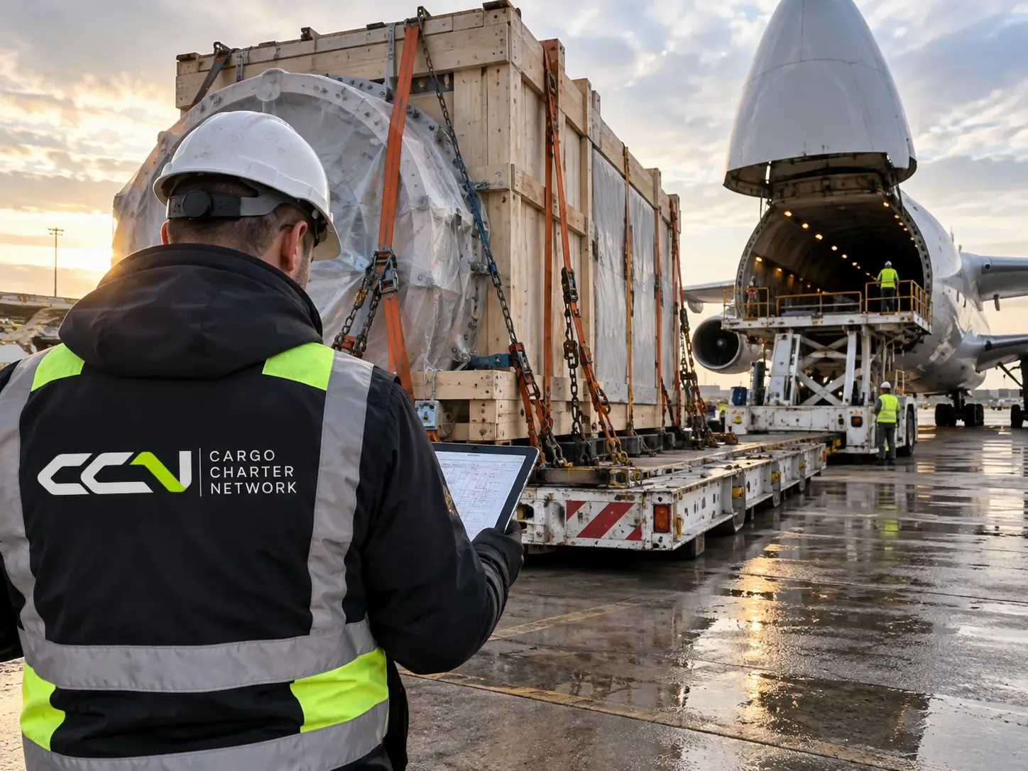 CCN specialist checking secured industrial cargo